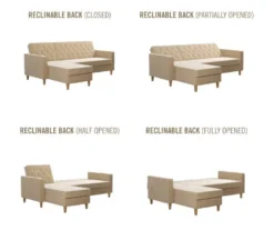 CosmoLiving Liberty Ivory Velvet Sectional Storage Futon -Walker Edison Shop 810541041 6