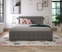 CosmoLiving Elizabeth Gray Linen Storage Bed -Walker Edison Shop 810541043 3