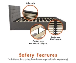 CosmoLiving Elizabeth Gray Linen Storage Bed -Walker Edison Shop 810541043 4