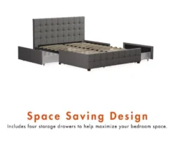 CosmoLiving Elizabeth Gray Linen Storage Bed -Walker Edison Shop 810541043 5