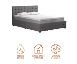 CosmoLiving Elizabeth Gray Linen Storage Bed -Walker Edison Shop 810541043 6