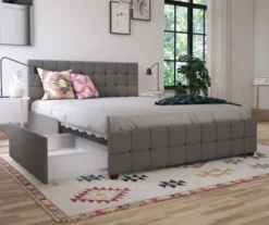 CosmoLiving Elizabeth Gray Linen Storage Bed -Walker Edison Shop 810541044 1