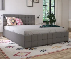 CosmoLiving Elizabeth Gray Linen Storage Bed -Walker Edison Shop 810541044 2