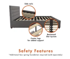 CosmoLiving Elizabeth Gray Linen Storage Bed -Walker Edison Shop 810541044 4