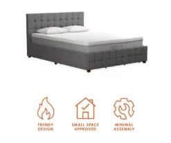 CosmoLiving Elizabeth Gray Linen Storage Bed -Walker Edison Shop 810541044 6