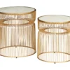 Vernway White Marble & Gold Metal 2-Piece Accent Table Set