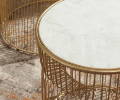 Vernway White Marble & Gold Metal 2-Piece Accent Table Set -Walker Edison Shop 810542168 2