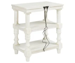Dannerville Antique White 3-Tier Accent Table With USB Charging -Walker Edison Shop 810542271 6