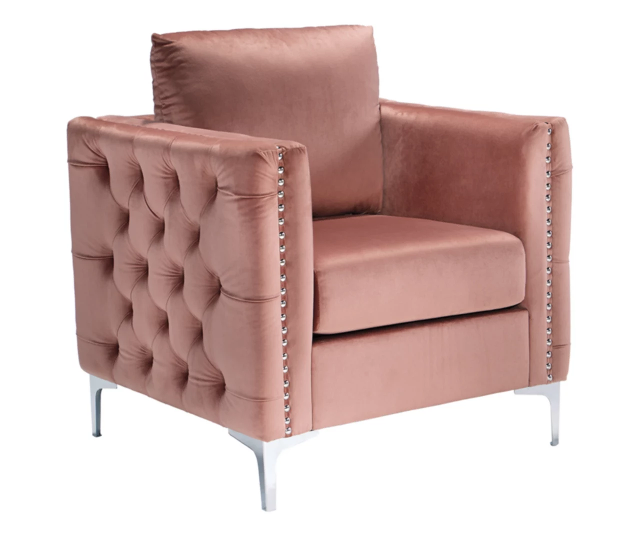 Lizmont Blush Tufted Velvet Accent Chair 1 Lizmont Blush Tufted Velvet Accent Chair