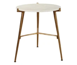 Chadton Round White Marble & Gold Metal Accent Table -Walker Edison Shop 810542302 2