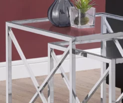 Monarch Glass & Metal 2-Piece Nesting Table Set 14 Monarch Glass & Metal 2-Piece Nesting Table Set -Walker Edison Shop 810542387 3