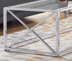 Tempered Glass & Chrome Metal X Coffee Table 6 Tempered Glass & Chrome Metal X Coffee Table -Walker Edison Shop 810542388 3
