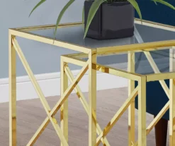 Monarch Glass & Metal 2-Piece Nesting Table Set 11 Monarch Glass & Metal 2-Piece Nesting Table Set -Walker Edison Shop 810542390 3