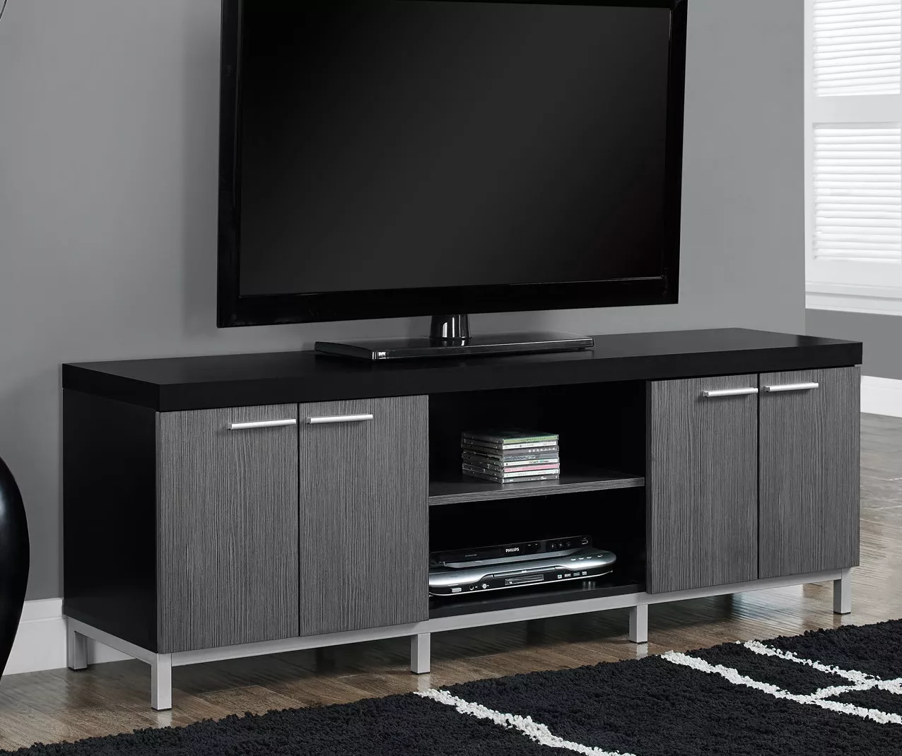 60" Black & Gray TV Stand 2 60" Black & Gray TV Stand - Image 2