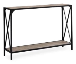 Dark Taupe Wood Look X-Shaped Console Table