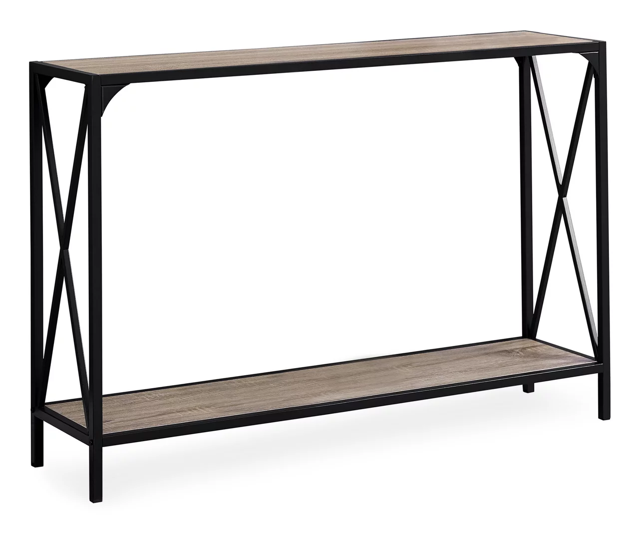 Dark Taupe Wood Look X-Shaped Console Table 1 Dark Taupe Wood Look X-Shaped Console Table