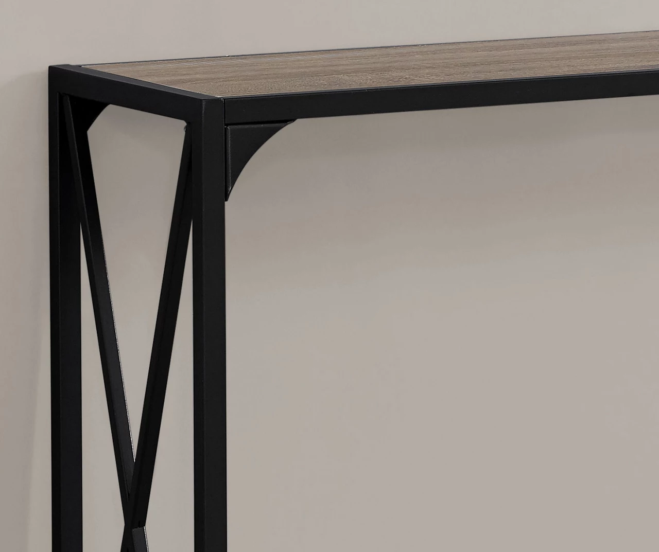 Dark Taupe Wood Look X-Shaped Console Table 3 Dark Taupe Wood Look X-Shaped Console Table - Image 3