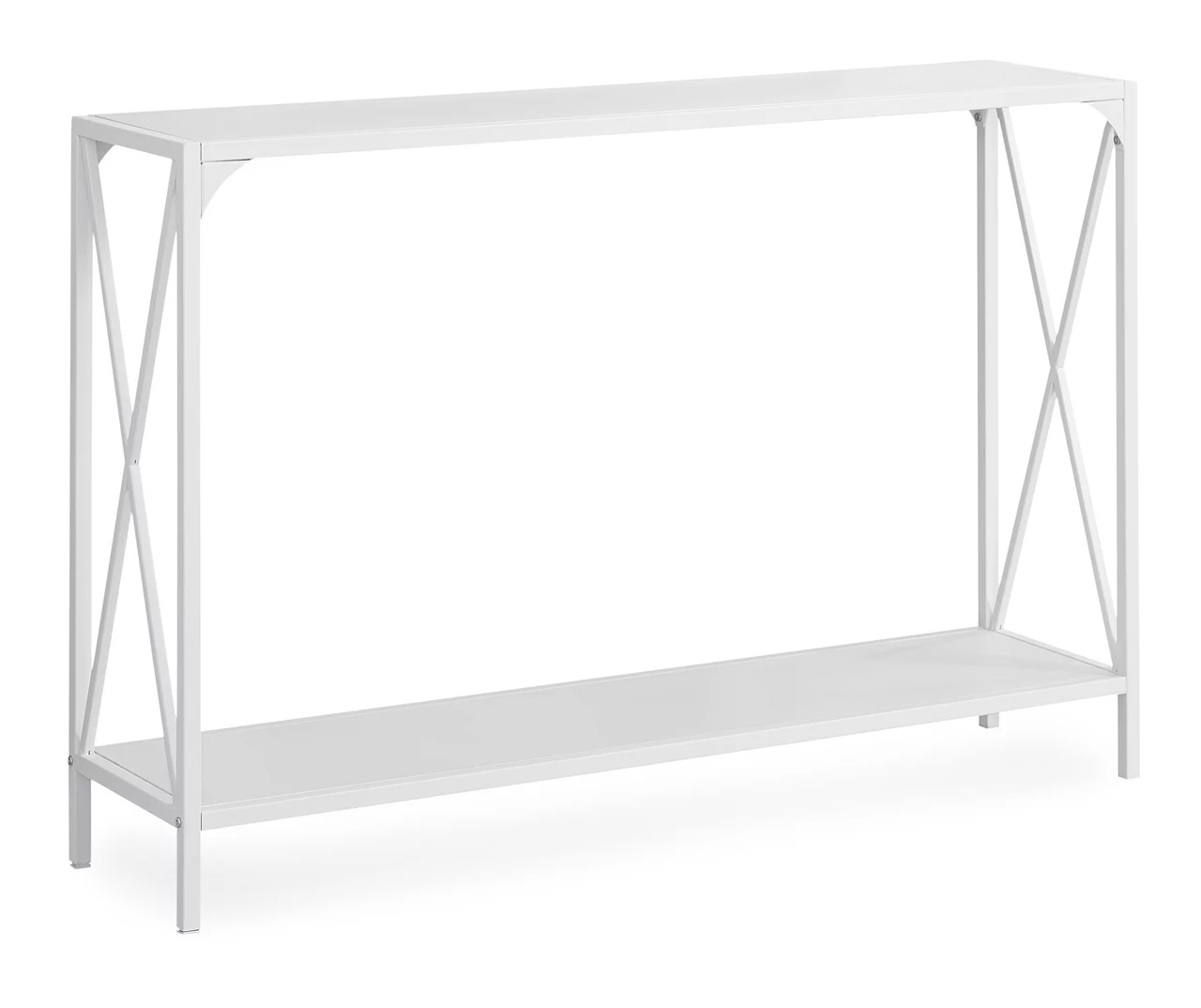 White Metal X-Shaped Console Table 1 White Metal X-Shaped Console Table