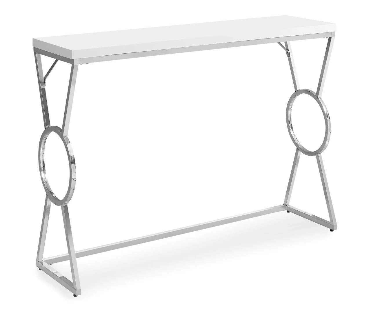 Glossy White Chrome Circle Leg Accent Table 1 Glossy White Chrome Circle Leg Accent Table