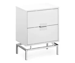 Glossy White & Chrome Metal Retro Accent Table