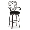 Nate Bronze Faux Leather Upholstered Crested Back Bar Stool