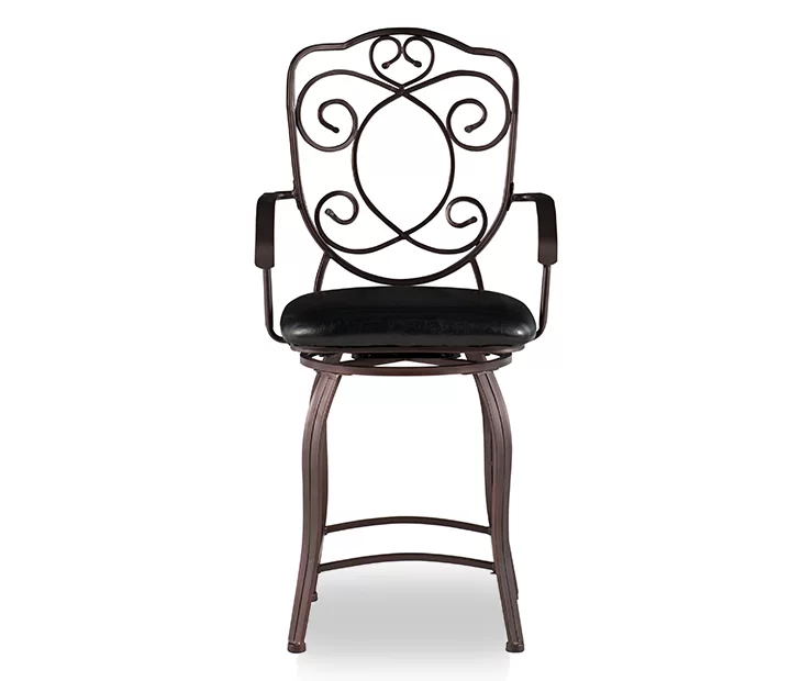 Nate Bronze Faux Leather Upholstered Crested Back Counter Stool 3 Nate Bronze Faux Leather Upholstered Crested Back Counter Stool - Image 3