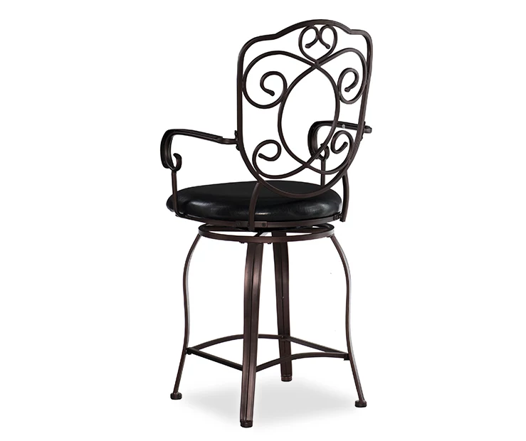 Nate Bronze Faux Leather Upholstered Crested Back Counter Stool 4 Nate Bronze Faux Leather Upholstered Crested Back Counter Stool - Image 4