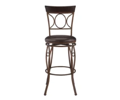 Memphis Black Metal & Brown Faux Leather Circle Back Bar Stool -Walker Edison Shop 810543052 A0 2