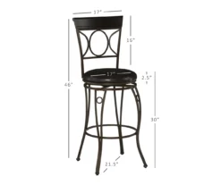 Memphis Black Metal & Brown Faux Leather Circle Back Bar Stool -Walker Edison Shop 810543052 D8 11