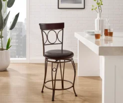 Memphis Black Metal & Brown Faux Leather Circle Back Counter Stool -Walker Edison Shop 810543053 A0 8