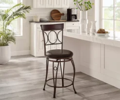 Memphis Black Metal & Brown Faux Leather Circle Back Counter Stool -Walker Edison Shop 810543053 A0 9