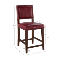 Lanier Red Upholstered Wood Nailhead Counter Stool -Walker Edison Shop 810543060 1
