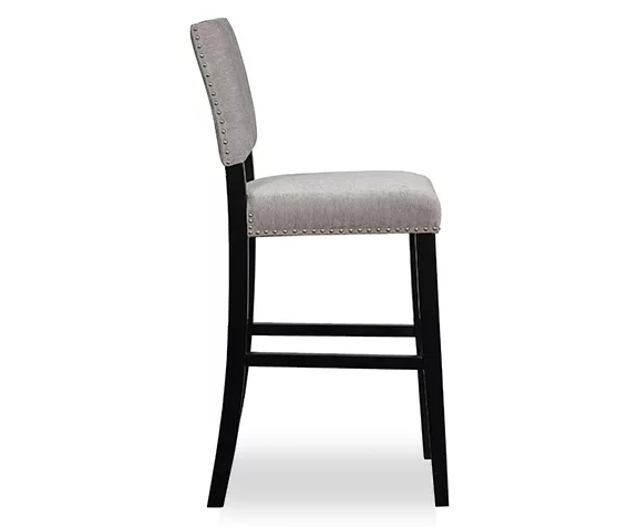 Marianna Dark Gray Washed Upholstered Velvet Bar Stool 2 Marianna Dark Gray Washed Upholstered Velvet Bar Stool - Image 2