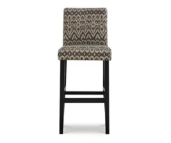 Liz Black & White Upholstered Ikat Pattern Driftwood Bar Stool 7 Liz Black & White Upholstered Ikat Pattern Driftwood Bar Stool -Walker Edison Shop 810543084 3