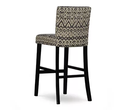 Liz Black & White Upholstered Ikat Pattern Driftwood Bar Stool 4 Liz Black & White Upholstered Ikat Pattern Driftwood Bar Stool - Image 4