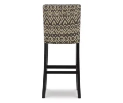 Liz Black & White Upholstered Ikat Pattern Driftwood Bar Stool 9 Liz Black & White Upholstered Ikat Pattern Driftwood Bar Stool -Walker Edison Shop 810543084 5