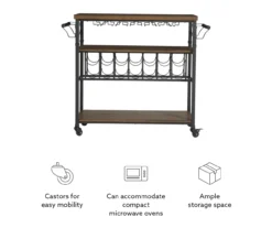 Patrick 2-Tier Wood & Metal Wine Cart -Walker Edison Shop 810543090 A0 8