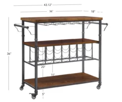 Patrick 2-Tier Wood & Metal Wine Cart -Walker Edison Shop 810543090 D8 12