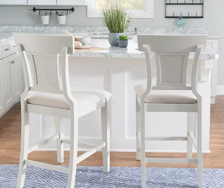 Rider Whitewash Upholstered Wood Counter Stool 2 Rider Whitewash Upholstered Wood Counter Stool - Image 2