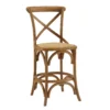 Everlie Gray Wash Curved Wood Padded Counter Stool