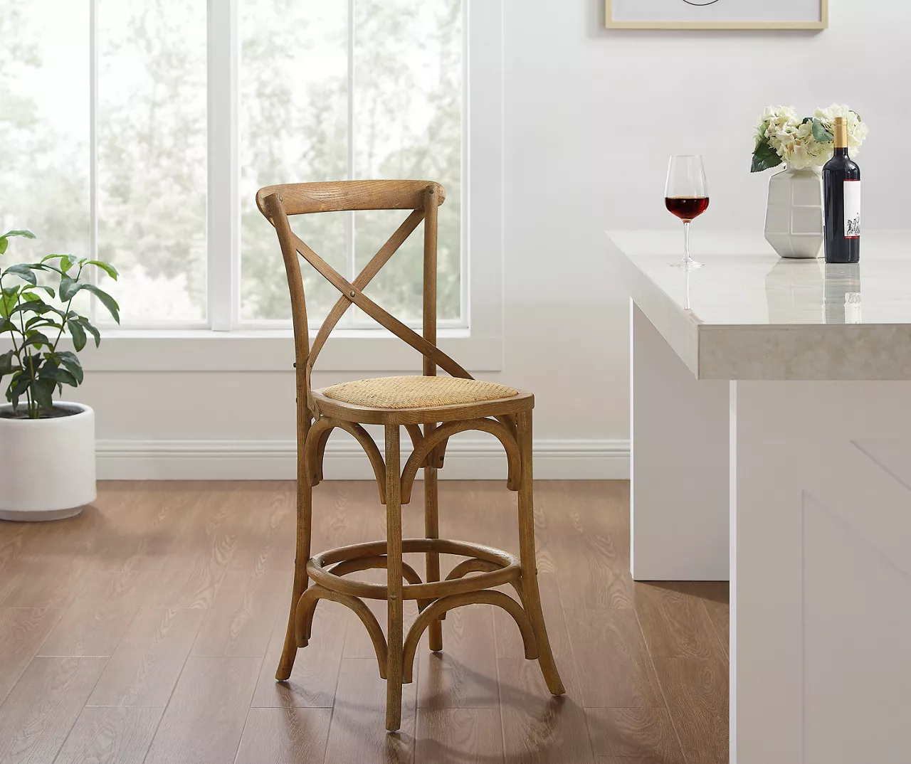 Everlie Gray Wash Curved Wood Padded Counter Stool 3 Everlie Gray Wash Curved Wood Padded Counter Stool - Image 3