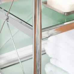 Hawkins Chrome & Glass 3-Shelf Console Table -Walker Edison Shop 810543095 3