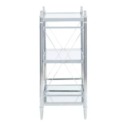 Hawkins Chrome & Glass 3-Shelf Console Table -Walker Edison Shop 810543095 5