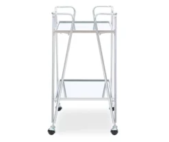 Hampton Silver 2-Shelf Rolling Steel Bar Cart -Walker Edison Shop 810543098 4