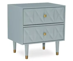 Urban Fresh Gray & Gold 2-Drawer Textured Geometric Nightstand