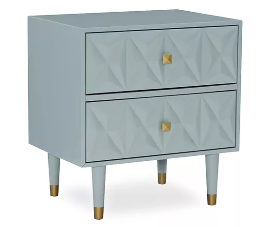 Urban Fresh Gray & Gold 2-Drawer Textured Geometric Nightstand 1 Urban Fresh Gray & Gold 2-Drawer Textured Geometric Nightstand