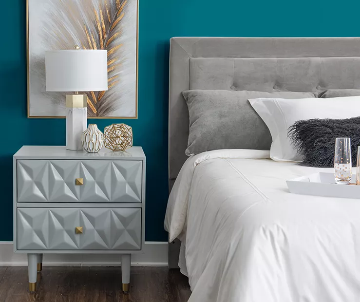 Urban Fresh Gray & Gold 2-Drawer Textured Geometric Nightstand 2 Urban Fresh Gray & Gold 2-Drawer Textured Geometric Nightstand - Image 2