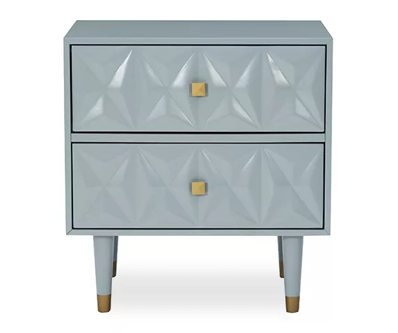 Urban Fresh Gray & Gold 2-Drawer Textured Geometric Nightstand 3 Urban Fresh Gray & Gold 2-Drawer Textured Geometric Nightstand - Image 3