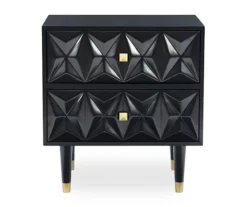 Urban Fresh Black & Gold 2-Drawer Textured Geometric Nightstand -Walker Edison Shop 810543105 3