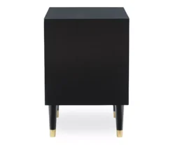 Urban Fresh Black & Gold 2-Drawer Textured Geometric Nightstand -Walker Edison Shop 810543105 4